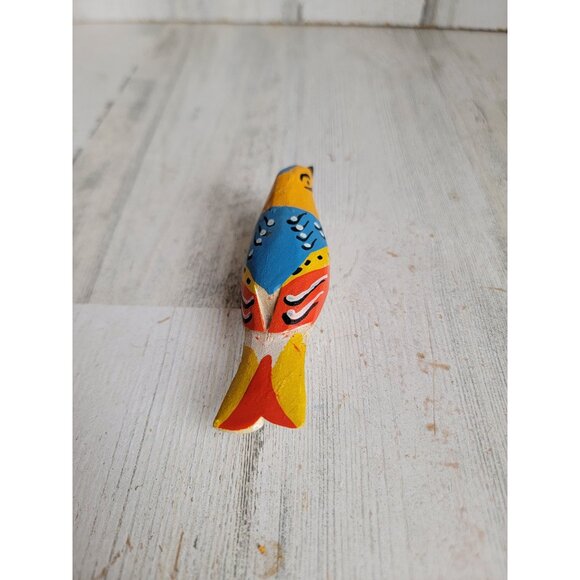 Vintage wooden folk art miniature bird uni clip-on decor figure - Picture 2 of 5